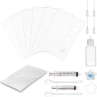 39Pcs Resin Shaker Film Set 5x3.5 Inch Shaker Mold Seal Films Kit with Glue Dispensing Syringes and Plastic making kit