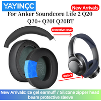 YAYINCC Replacement Earpads Mesh/ Ice gel / Leather Ear Cushion With buckle for Anker Soundcore Life Q20 Q20+ Q20I Q20BT headset