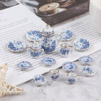 Hot Sale 15Pcs 1:12 Dollhouse Miniature Tableware Porcelain Ceramic Tea Cup Set