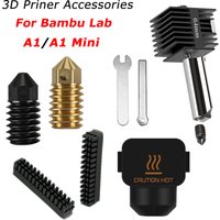 3D Printer Accessories For Bambu Lab A1, A1 Mini Hotend Removable Brass Hardened Steel Nozzles Silicone Brush For Bambulab A1