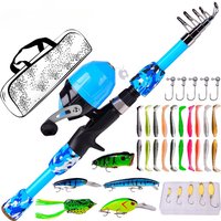 Kids Mini Sea Fishing Rod Reel Combo Baitcasting Colorful EVA Handle with Rod Bag Beginner for Saltwater Freshwater Trout Bass