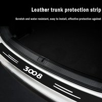 Car Rear Trunk Bumper Protector Stickers for Peugeot 3008 Logo Trunk Door Sill Strip Guard Plate Carbon Fiber Anti-Scratch Decal