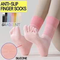 1/3 Pairs Gradient Color Yoga Socks Women Cotton Five Toe Pilates Socks Non-Slip Silicone Grip Bottom Sports Socks for Women