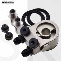 SK CUSTOM Engine Radiator Adapter Oil Cooler Filter Sandwich Plate Thermostat Adaptor BRZ GT86 AN8 AN10 Aluminum Alloy CNC