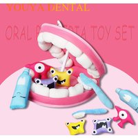 Cartoon Tooth Brushing Plush Toy Learning To Brush Teeth Children Toy Plush Teeth Bacteria Set Dental Health Cognitive Game Gifs