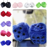 6cm Long Plush Dice Multicolor Design Hot Stamping Car Hanging Ornament Velvet Material Fuzzy Plush Car Mirror Hanging