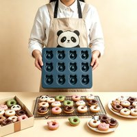 Cat & Bear-Shaped Mini Donut Pan Non-Stick Doughnut Mold Carbon Steel Muffin Cake Pan for Dessert Pastry DIY Baking Supplies