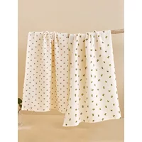 Pure Cotton Double-layer Crepe Cloth Bath Towel Newborn Swaddling Cloth Cotton Solid Color Gauze Wrapping Blanket