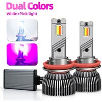 2Pcs H11 LED Bicolor Headlight Bulb H4 H1 H7 HB2 H3 H8 H9 9006/HB4 9005/HB3 Car Fog Light White Pink Auto Lamp