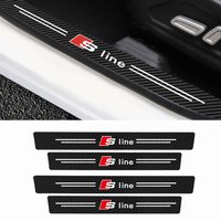 4PCS Audi Sline Logo Carbon Fiber Car Door Sill Protector Stickers For A1 A2 A3 A4 A5 A6 A7 A8 B5 B6 B7 B8 C5 Q2 Q3 TT S4 S6 8P