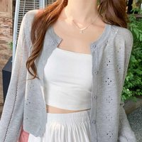 Sweaters O-Neck Knitted Sweater Women Cardigans New Long Sleeve Hollow Out Knit Sweater Cardigan Women Tops Women Clothing Q3519
