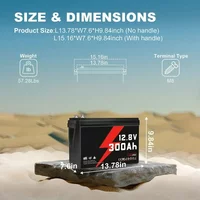 battery12V 300Ah LiFePO4 Battery With 200A BMS Deep Cycles Lithium Iron Phosphate Battery for Solar RV Camping Backup Power