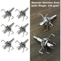 3/6pcs/Lot Stainless Steel 4mm Thread Judo Broadheads 100 Grains Arrow Point Arrowhead Hunting Archery For Compound Bow Target