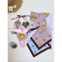 Sexy Woman Swimsuit Summer Set Female Biquini Ladies Swimwear 2026 New Printed Tie Low Waist Backless Two Piece For Vacation