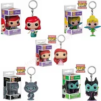 FUNKO Pop Keychain Cartoon Princess Doll Belle Ariel Rapunzel Cinderella Tiana Maui PVC Action Figure Collection Model Toys