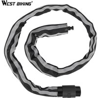 WEST BIKING Bicycle Chain Lock Reflective Anti-Theft Steel Lock Thick Strong Alloy Motor MTB Road Bike Lock Security Chain Lock