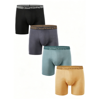 4 Pieces Long Style Men Underwear Solid Color Men Boxer Shorts Plus Size L-4XL Fashionable Men Panties Casual Men's Shorts