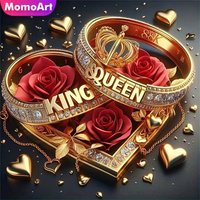 Momoart New Arrival Diamond Embroidery Ring Painting Rose Flower DIY Picture Rhinestones Love Heart Mosaic Scenery Wall Decor