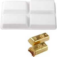 4-Cavity Gold Brick Mousse Cake Mold Gold Bar And Gold Nugget Chocolate Dessert Silicone Mold