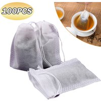 100Pcs Disposable Teabags Non-Woven Fabric Tea Filter Bag for Spice Tea Infuser with Draw String Filter Paper for Herb Loose Tea