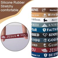 10PCS Colorful Inspirational Bible Verse Bracelets Silicone Wearable Christian Bracelets Rubber Random Style