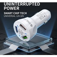 Fast Car Charger 3 USB Ports 7A Adapter QC 3.0 Quick Charging Multi Device Power Adapter For 12V-32V Vehicles For iPhone 17 16