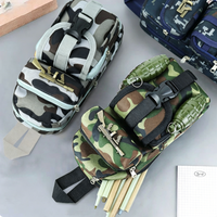 Camouflage Tactical Pencil Case, Large Capacity Multi-pocket Stationery Bag