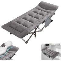 Tragbares Klappbares Einzelbett für Outdoor-Camping mit Kissen, Campingliege, Angelsitz, Liegestuhl, Hohe Tragfähigkeit