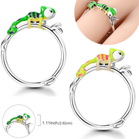 Original 925 Sterling Silver Chameleon Rings For Women Girls Jewelry Birthday Anniversary Gifts