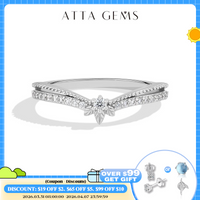ATTAGEM Stackable Synthetic Moissanite Ring for Women Handmade 925 Sterling Silver Yellow Gold plated Crown Wedding Band Jewelry