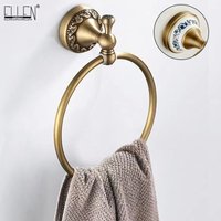 Brushed Bronze Brass Towel Ring Oval Contemporary Bathroom Hand Towel Holder Wall Mounted,Antique Brass Finish Towel Rack EL80A