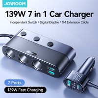 Joyroom 139W USB C Car Charger 7 in 1 Fast Charging Car Phone Charger PD/QC 3.0 Multi-Ports Cigarette Lighter Car Phone Charger