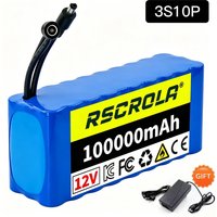 AliExpress Rscrola Rechargeable 12V 18650 Lithium Battery Pack with BMS, for Solar, LED Light, RC Model, Power Supply, Long Cycle Life with Charger