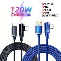 120W 90 Degree Elbow USB Type C Cable Fast Charging Cable 0.25M 1M 2M 1.5M Data Wire Charger Line For iPhone 17 16 Huawei Xiaomi