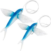 Flying Fish Rig Soft Plastic Lure Swimbait Glide Bait Trolling PVC Fork Tail for Saltwater Long Casting Mahi-Mahi Tuna Wahoo