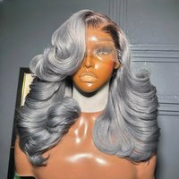 Ombre Grey Short Wigs Body Wave Lace Frontal Wig 13X4 HD Bob Lace Wigs For Women Synthetic High Quality Pre Plucked Cosplay