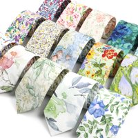 Mens Floral Wedding Tie 100% Cotton Beautiful Elegant Flower Necktie Blue Pink Narrow Skinny 7cm Casual Suit Shirt Cravat Gift