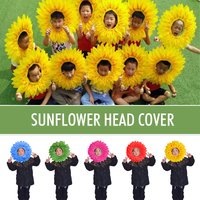 42cm Sunflower Headgear Funny Performance Props Sunflower Hat Hood for Dance Party Festival Games Kids Costume Accessory
