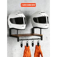 AliExpress HEROBIKER Motorcycle Helmet Wall Mount Wooden Shelf With Adjustable Hooks Sturdy Durable Storage For Motocross Bicycle Accessories