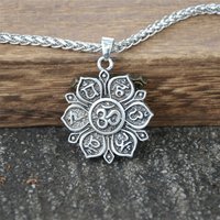 OHM OM AUM Yoga Lotus Flower Buddha Pendant Necklace For Women Religious Mandala Buddhism Jewelry