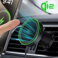 LED Qi2 Magnetic Wireless Car Charger Air Outlet Phone Holder for Magsafe iPhone 17 16 15 14 13 12 Pro Max Fast Charging Station