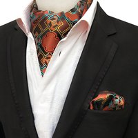 Jacquard Paisley Men Cashew Cravat Formal Ascot Scrunch Self British Gentleman Polyester Tie Pocket Square Set For Wedding Party