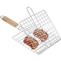 Portable Folding Outdoor Camping Stainless Steel BBQ Rack BBQ Grill Basket Mesh Fish Clip Holder Fish Grilling Basket