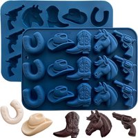 Cowboy Chocolate Molds Cowboy Hat Boot Horse Saddle Shape Silicone Candy Molds Western Themed Party Baking Mould Cake Decoration