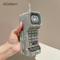 Alizekerr Cellphone Shaped Diamond Evening Bags Women 2025 Gorgeous Bling Rhinestone Metallic Purses And Handbags Wedding Party image 4