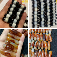 Taiwanese Craft Black-and-White Single-Line Pharmacist Dzi Bead, Six-Syllable Mantra Dzi Bead DIY Beads, Loose Wholesale Beads