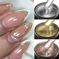 Metallic Painting Gel Chrome Gold Silver Rose Gold Mirror Effect Nail Polish Super Bright Drawing Line French Nail Art Varnishes