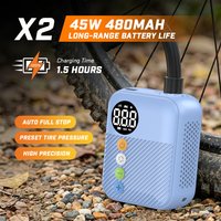 Carsun Portable Mini Bike Air Pump - Rechargeable Digital Pressure Gauge Fast Inflation for Road Mountain Bicycle Tires