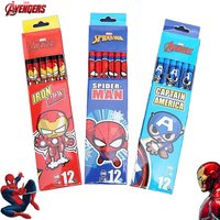 Marvel Iron Man Spiderman 30pcs pencil hb student boxed writing pen with eraser head cartoon Captain America stationery