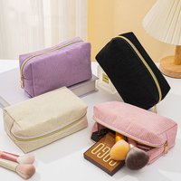 Cute Corduroy Cosmetic Bag for Girls Spacious Makeup Pouch Durable Stationery Organizer Pencil Case School Office Supplies